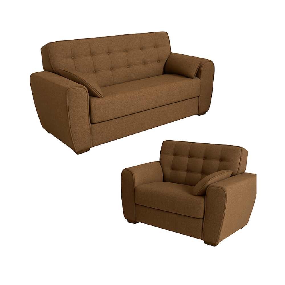 Conjunto de Sofás 3 e 2 Lugares Berlim Masterflex - PENA MARROM