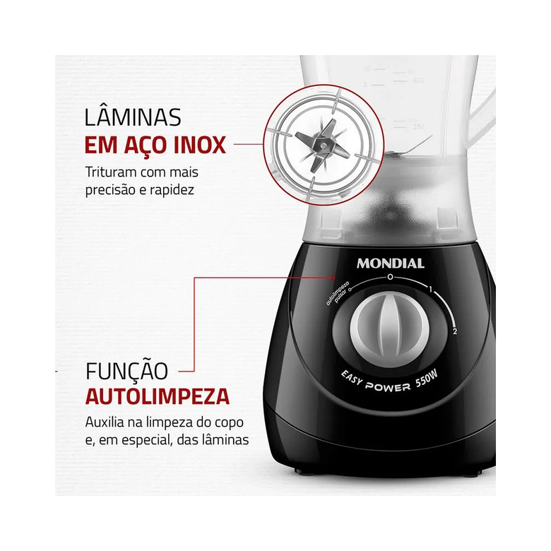 Liquidificador Mondial Easy Power L-550 2 Velocidades 550W