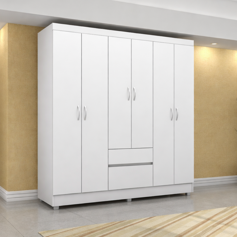 Guarda-Roupa Casal 6 Portas 2 Gavetas Flash Demóbile