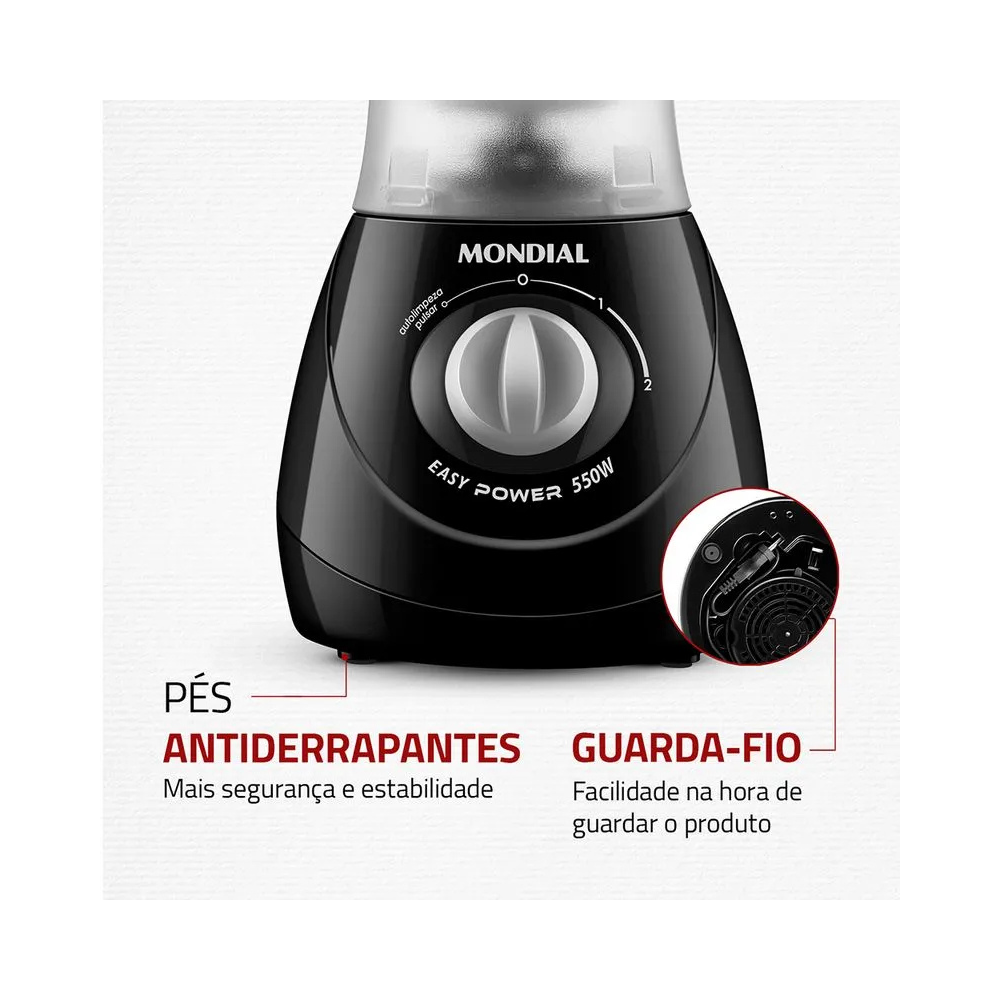 Liquidificador Mondial Easy Power L-550 2 Velocidades 550W - PRETO
