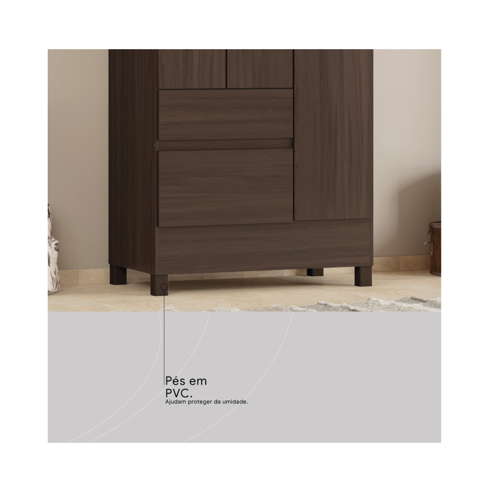 Guarda-Roupa Solteiro 3 Portas 2 Gavetas Wind Demóbile