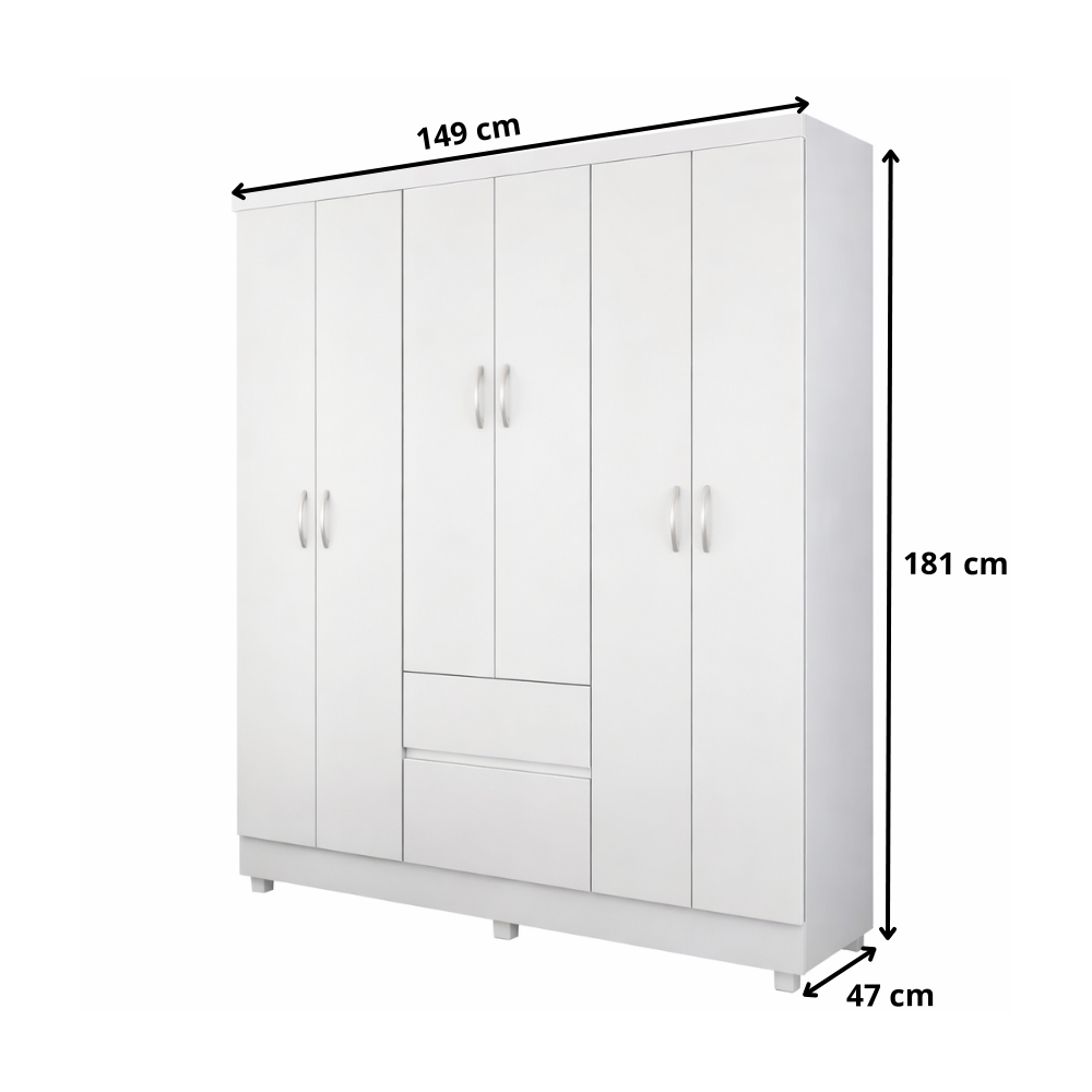 Guarda-Roupa Casal 6 Portas 2 Gavetas Flash Demóbile