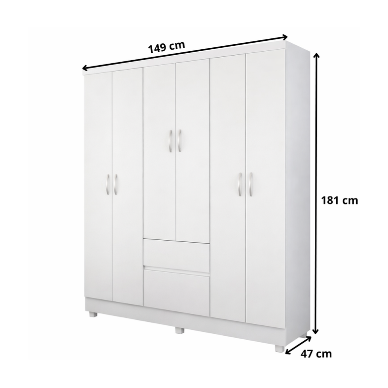 Guarda-Roupa Casal 6 Portas 2 Gavetas Flash Demóbile