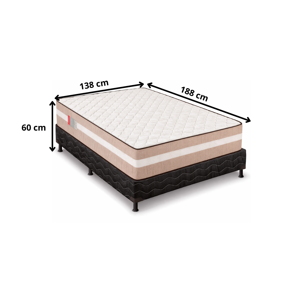 Cama Box Casal Gold Premium Base e Colchão 188x138 Reconflex