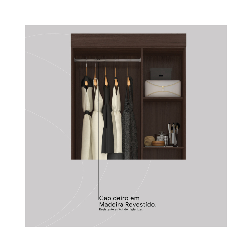 Guarda-Roupa Solteiro 3 Portas 2 Gavetas Wind Demóbile