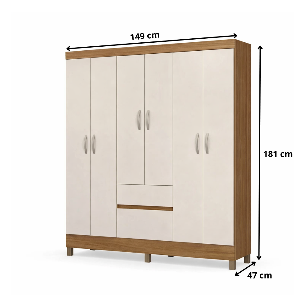 Guarda-Roupa Casal 6 Portas 2 Gavetas Flash Demóbile