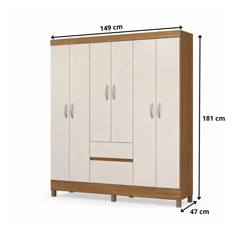 Guarda-Roupa Casal 6 Portas 2 Gavetas Flash Demóbile