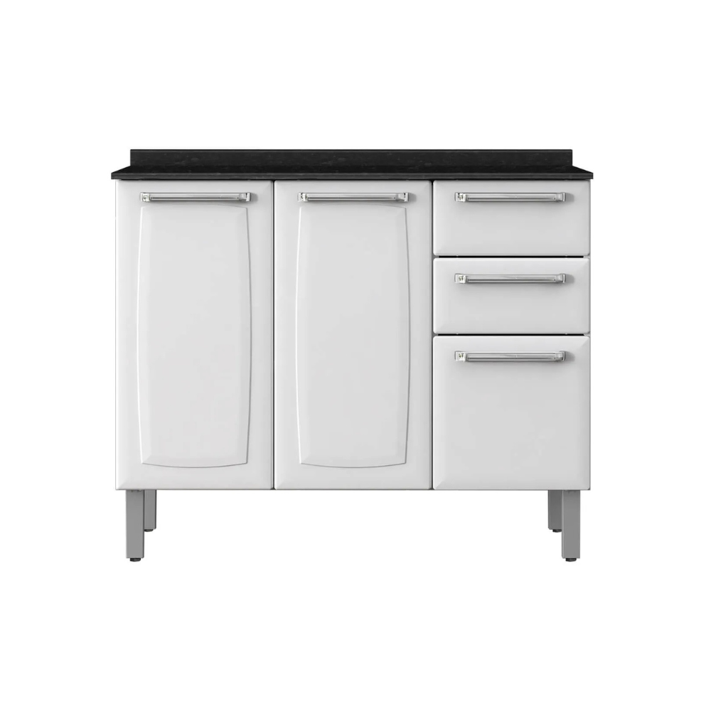 Balcão 3 Portas e 2 Gavetas em Aço Luce Itatiaia - BRANCO