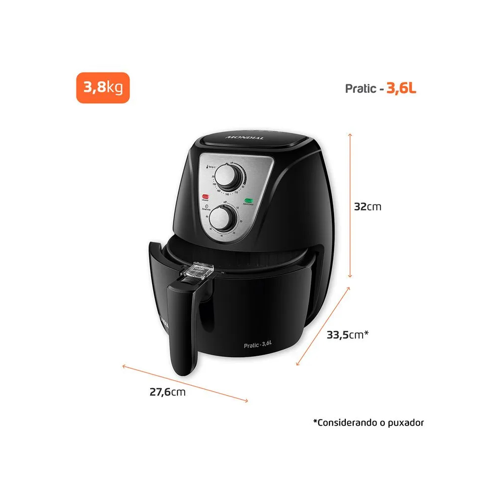 Fritadeira Sem Óleo Air Fryer Pratic 3,6L Mondial AF-36-BI