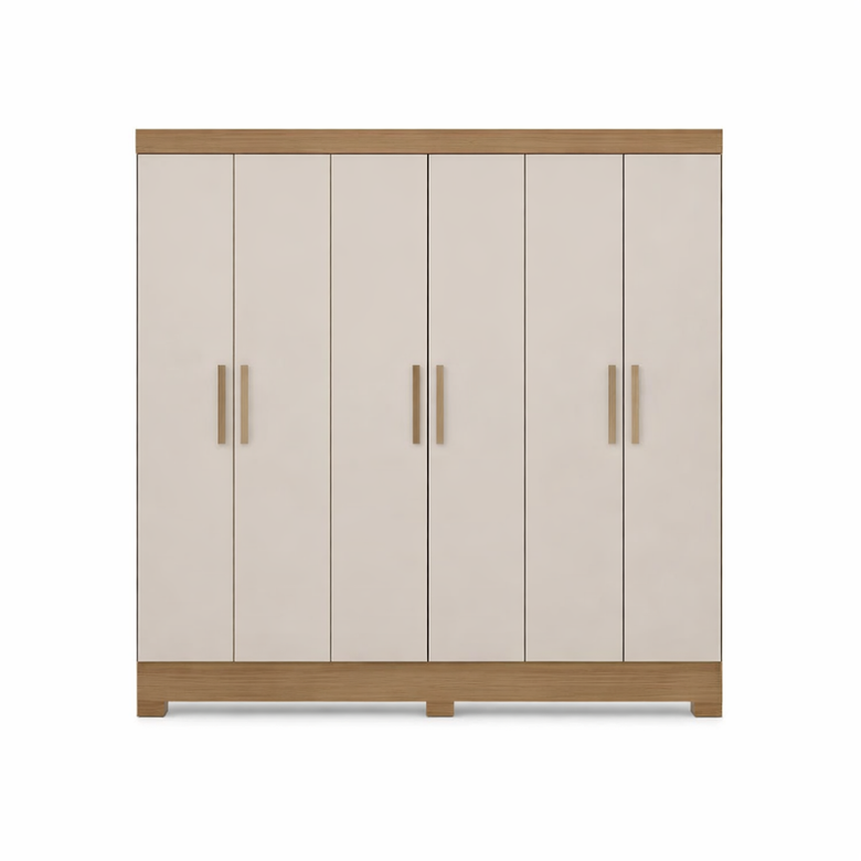 Guarda-Roupa Casal 6 Portas 3 gavetas Prático Demóbile
