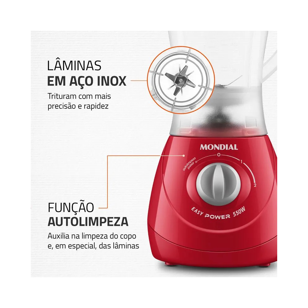 Liquidificador Mondial Easy Power L-550 2 Velocidades 550W