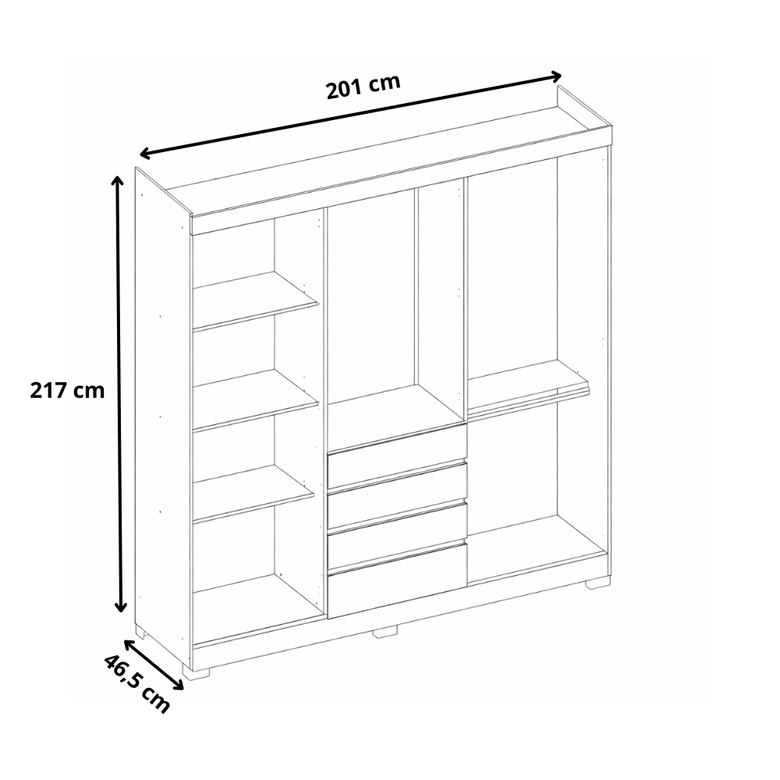 Guarda-roupa Casal 6 Portas 4 Gavetas com Espelho Ópera Demóbile