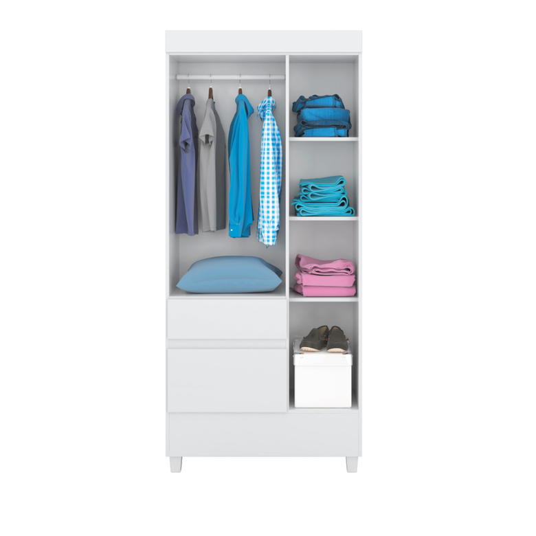 Guarda-Roupa Solteiro 3 Portas 2 Gavetas Wind Demóbile