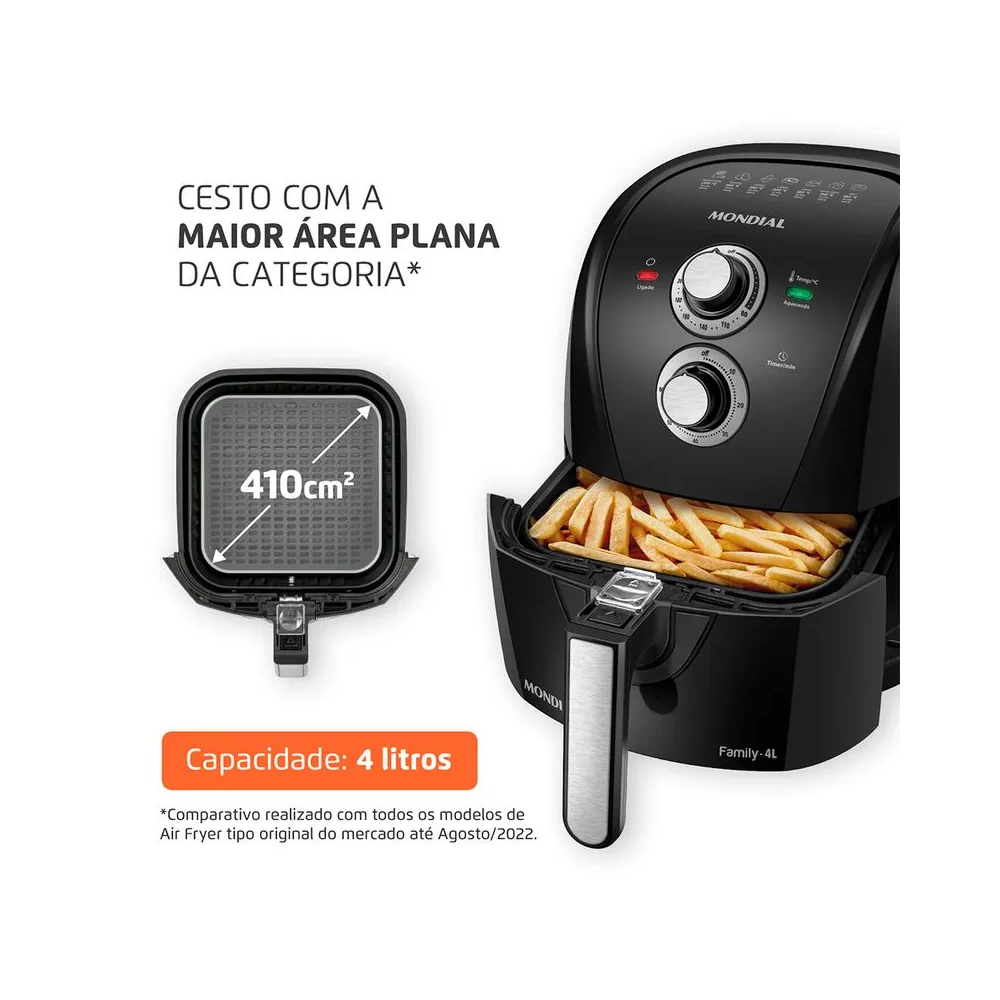Fritadeira Sem Óleo Air Fryer Mondial AFN-40-BFS - PRETO/FOSCO