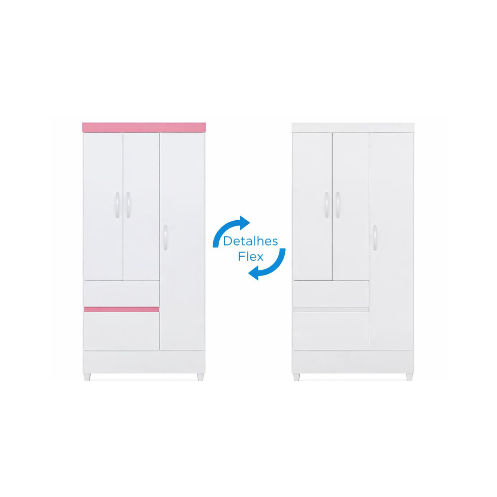 Guarda-Roupa Solteiro 3 Portas 2 Gavetas Wind Demóbile