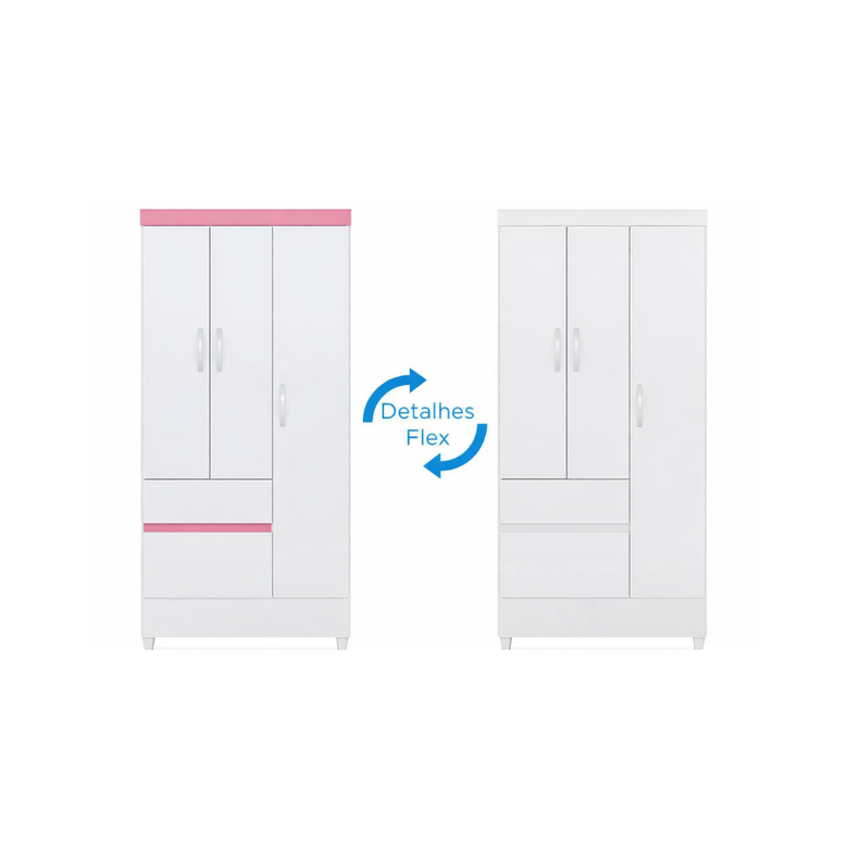 Guarda-Roupa Solteiro 3 Portas 2 Gavetas Wind Demóbile