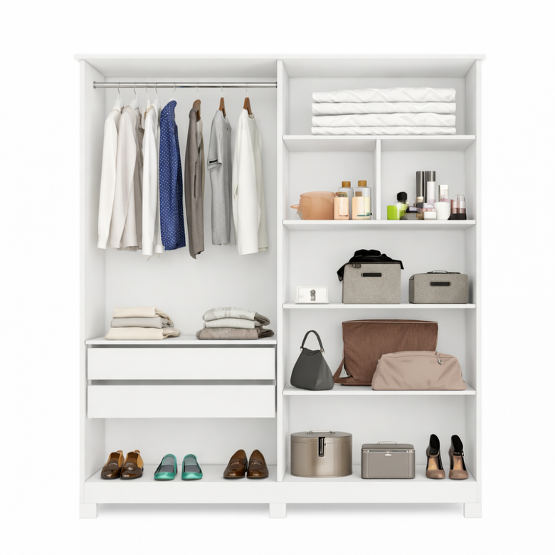 Guarda-Roupa Solteiro 4 Portas 2 Gavetas MDF Nina Bianchi