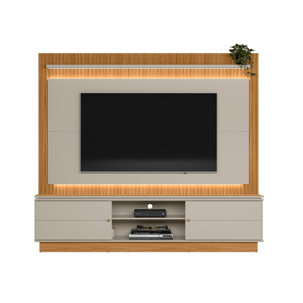 Home para Tv Até 75 Polegadas 2 Portas Guararapes Linea - NATURE/ OFF WHITE