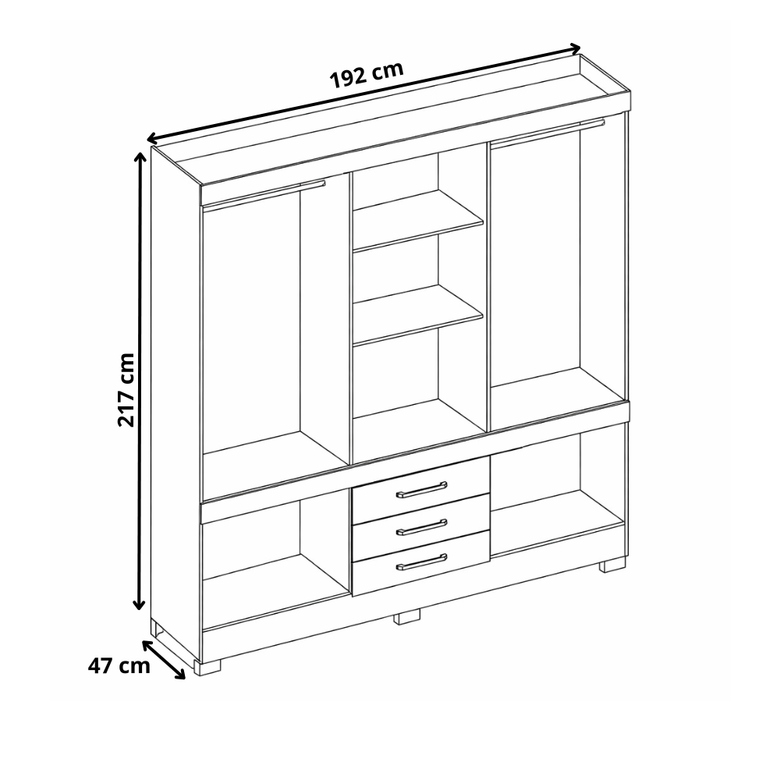 Guarda-Roupa Casal 10 Portas 3 Gavetas com Espelho Murano Demóbile