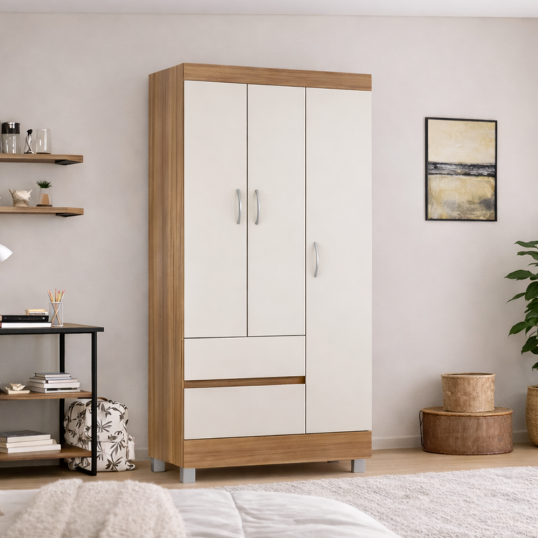 Guarda-Roupa Solteiro 3 Portas 2 Gavetas Wind Demóbile