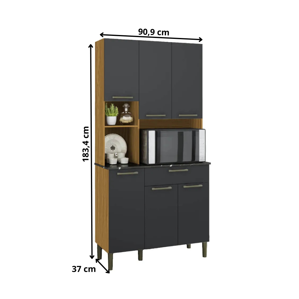 Cozinha Compacta  6 Portas 1 Gaveta Tannat Ronipa