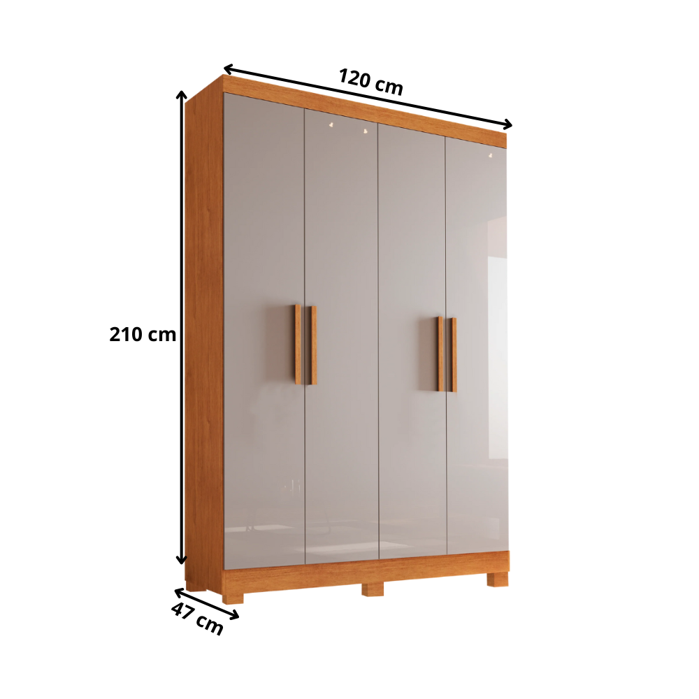 Guarda Roupa Solteiro 4 Portas 2 Gavetas Sergipe Bianchi