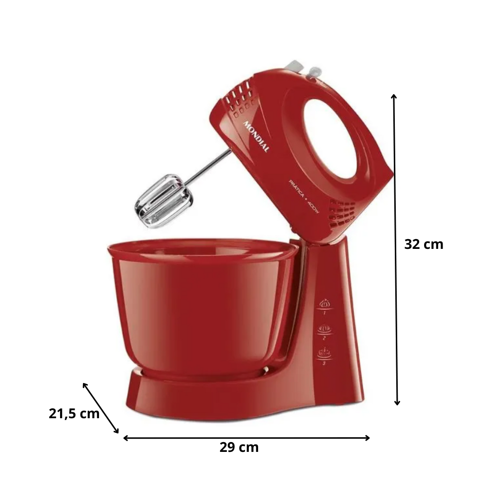 Kit Gourmet Mondial Liquidificador + Batedeira + Espremedor Vermelho KT-105
