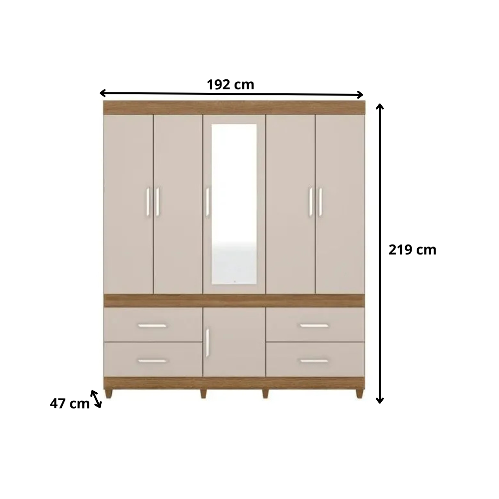 Guarda Roupa Casal 6 Portas 4 Gavetas Guarujá Demóbile