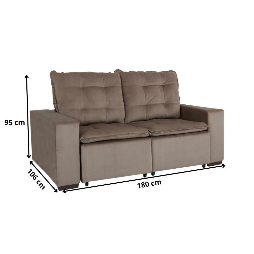 Sofá Retrátil 3 Lugares Dallas Marques Estofados