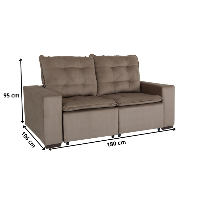 Sofá Retrátil 3 Lugares Dallas Marques Estofados