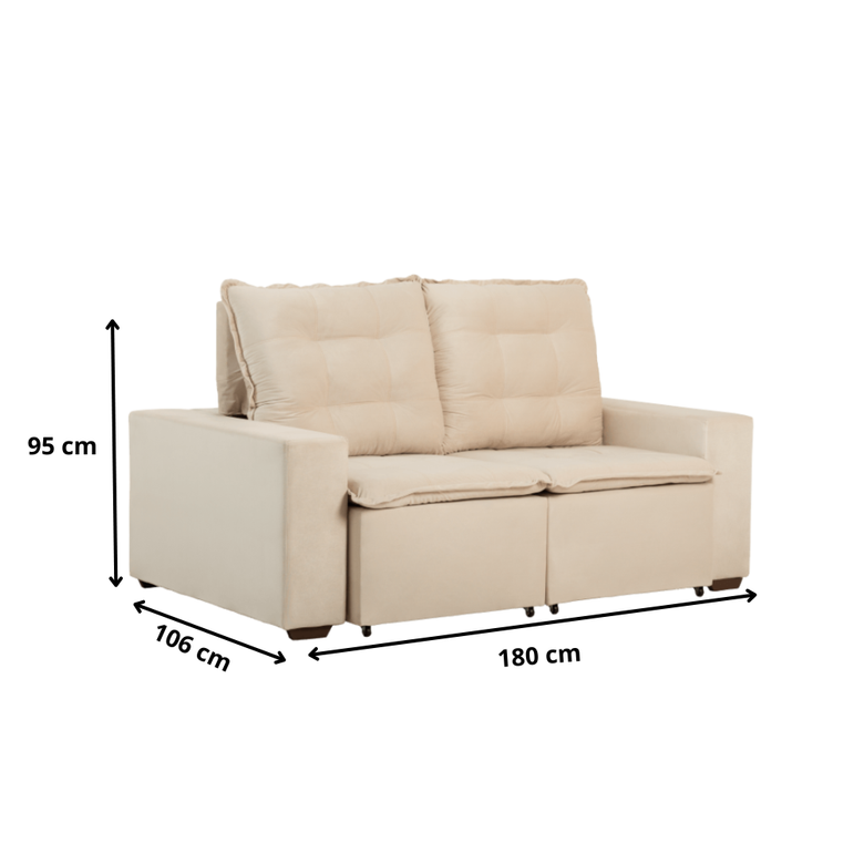 Sofá Retrátil 3 Lugares Dallas Marques Estofados