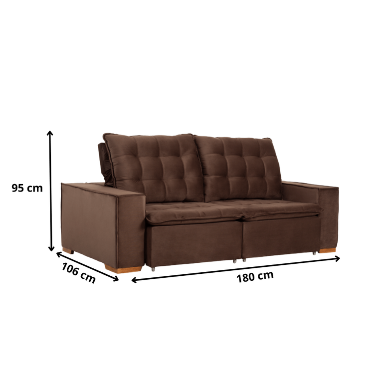 Sofá Retrátil 3 Lugares Dallas Marques Estofados