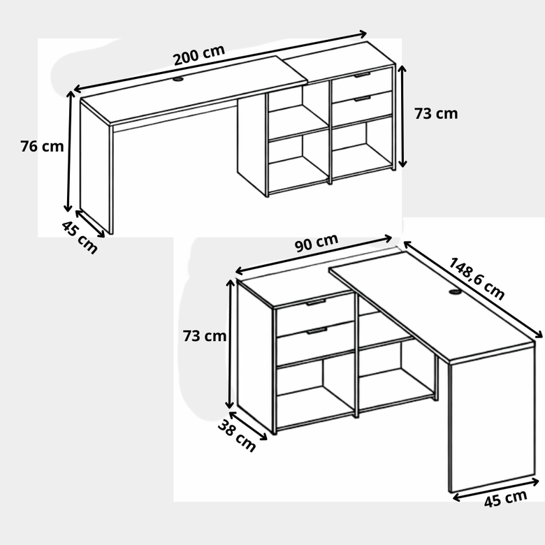 Escrivaninha 2 Gavetas 3 Nichos  Office NT2060 Notável Móveis