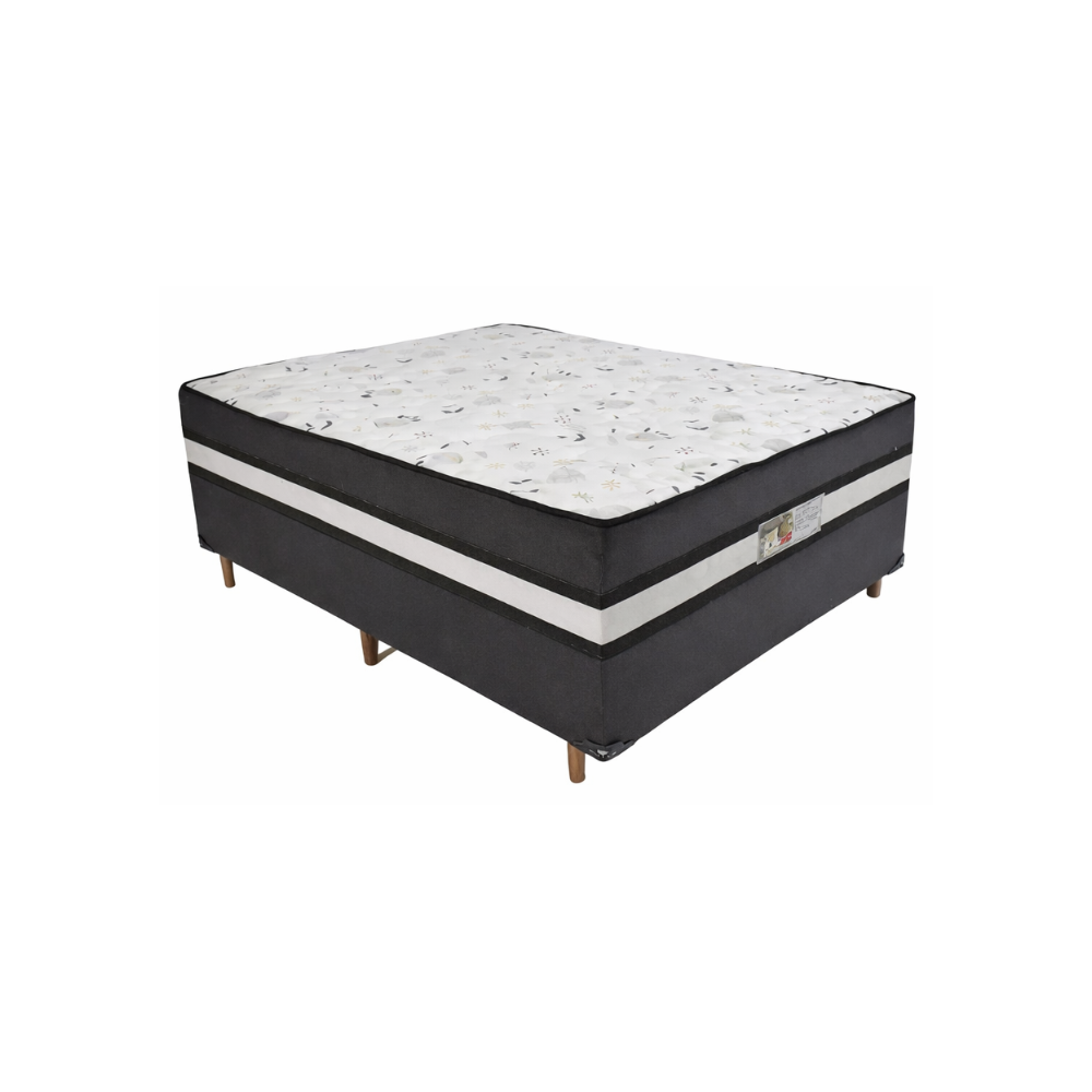 Cama Box Casal Conjugada D28  Ortomedic 138x188x53cm Bacetto - PRETO