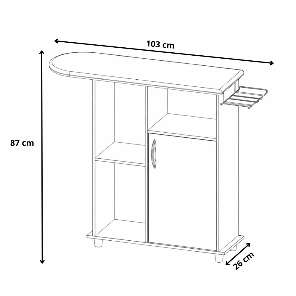 Tábua de Passar Roupa com 1 Porta e 3 Nichos Notável Móveis