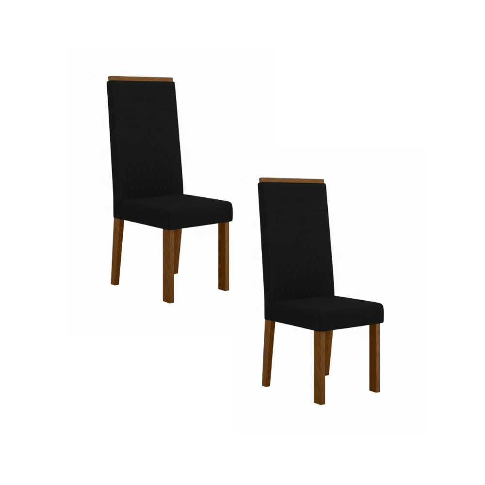 Conjunto 2 Cadeiras Linho Livia Sonetto - AMBAR SUED PRETO