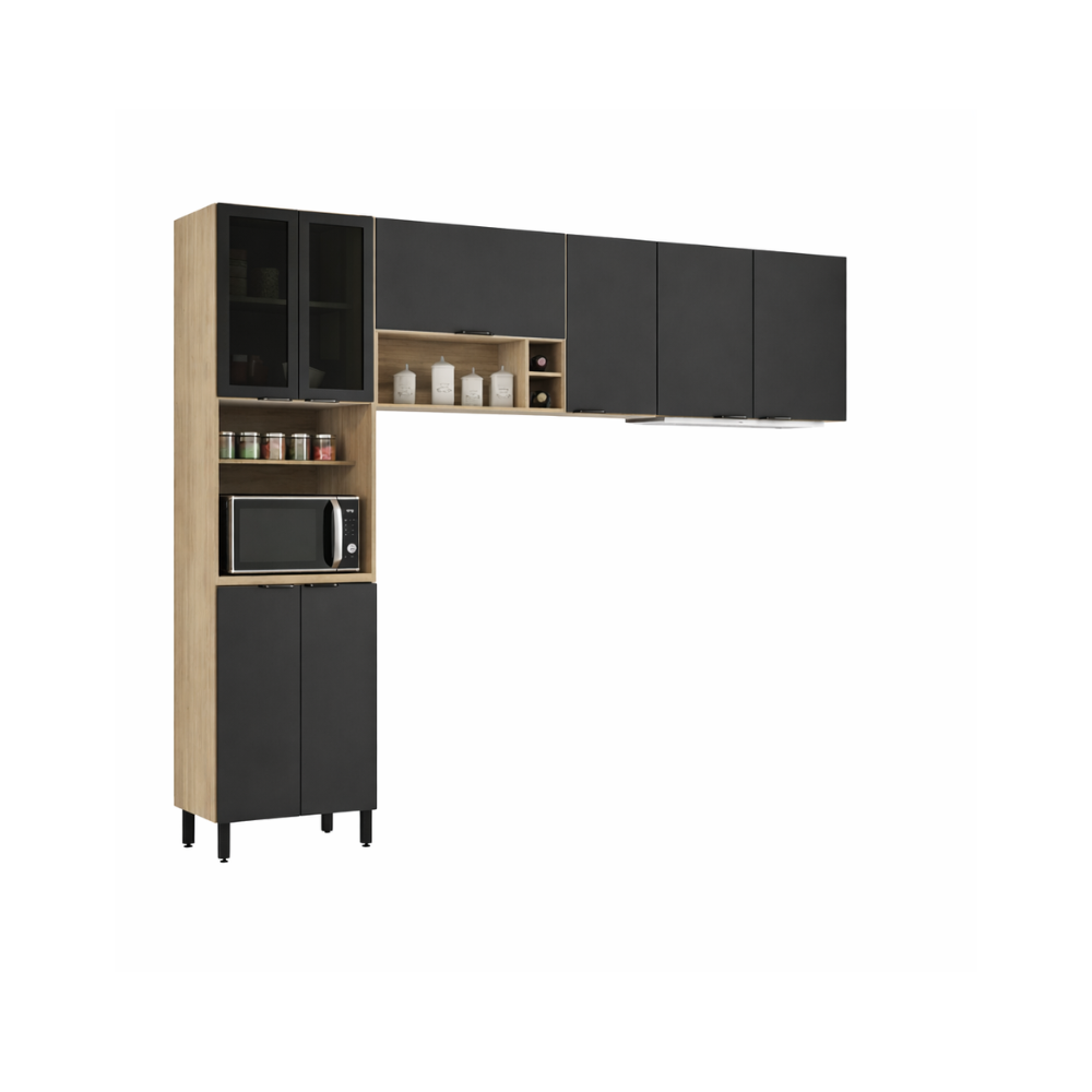 Cozinha Modulada 3 Peças 8 Portas Firenze Demóbile - GRAFITO