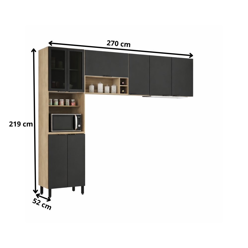 Cozinha Modulada 3 Peças 8 Portas Firenze Demóbile