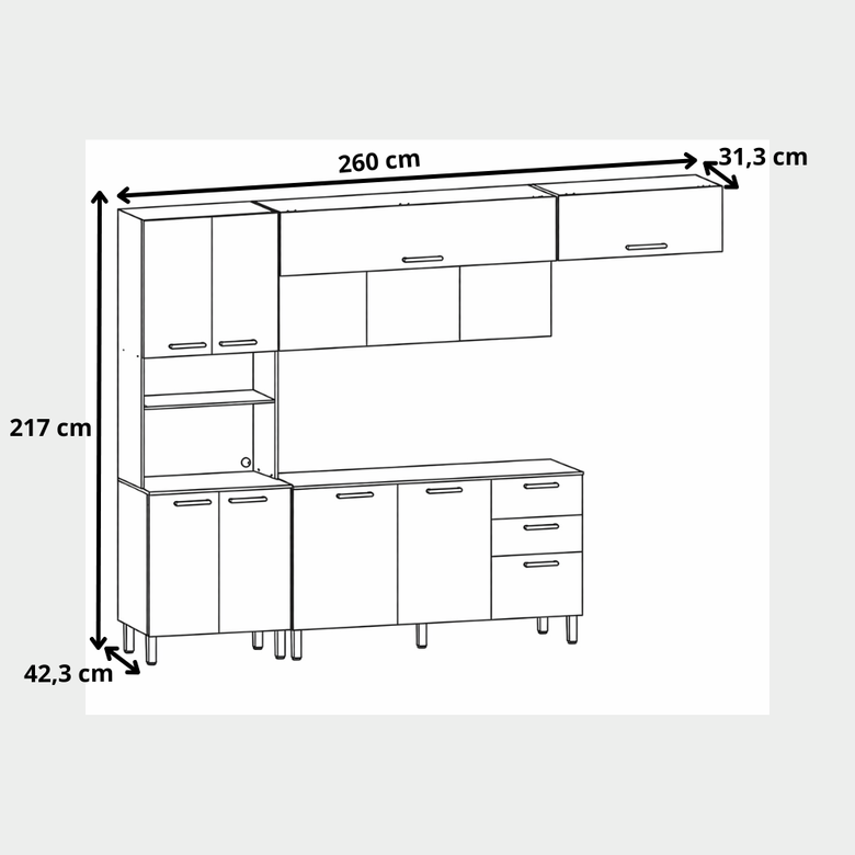 Cozinha Compacta 9  Portas Urbane Kit's Paraná