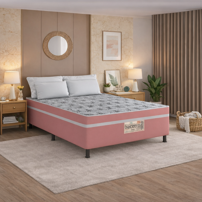 Cama Box Conjugada Viúva 128x42cm Star Pink Bacetto