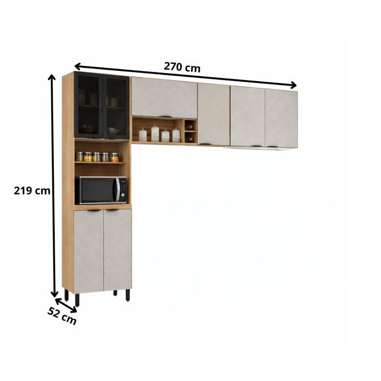 Cozinha Modulada 3 Peças 8 Portas Firenze Demóbile