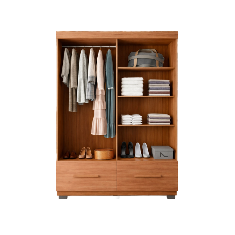 Guarda-Roupa Solteiro 2 Portas de Correr com Espelho 2 Gavetas Sereno Caemmun