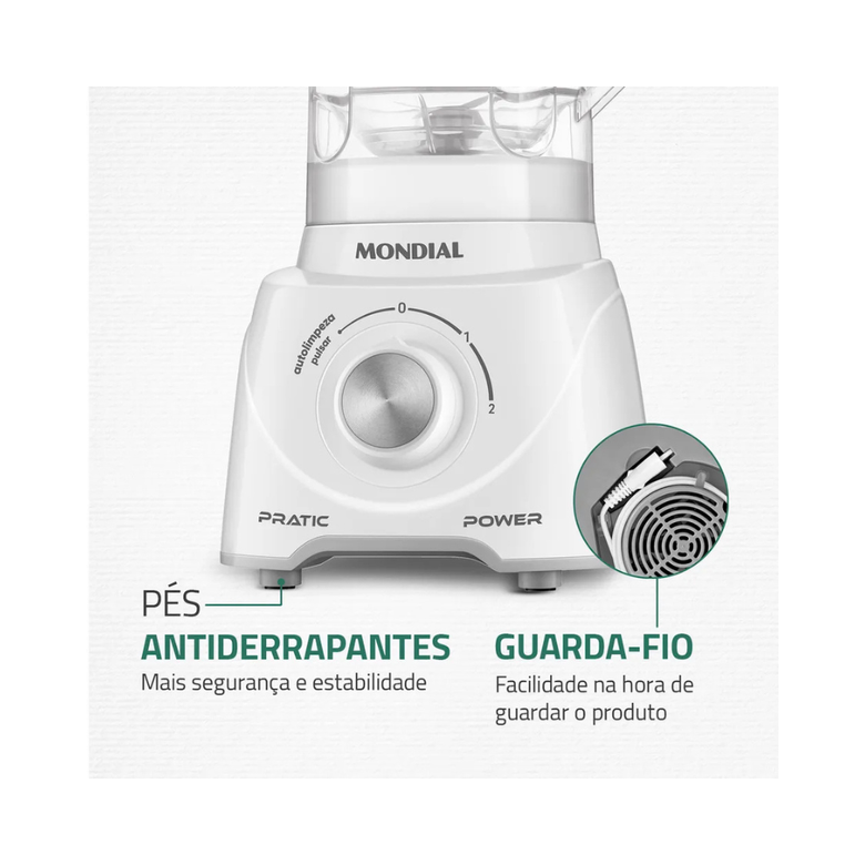 Liquidificador 550W  2 Velocidades  Pratic Power L-97-W Mondial