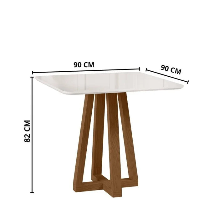 Conjunto de Mesa de Jantar 90x90cm Quadrada com 4 Cadeiras Livia Sonetto