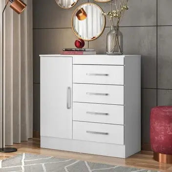 Cômoda com 4 Gavetas 1 Porta Montevideu Demóbile - BRANCO