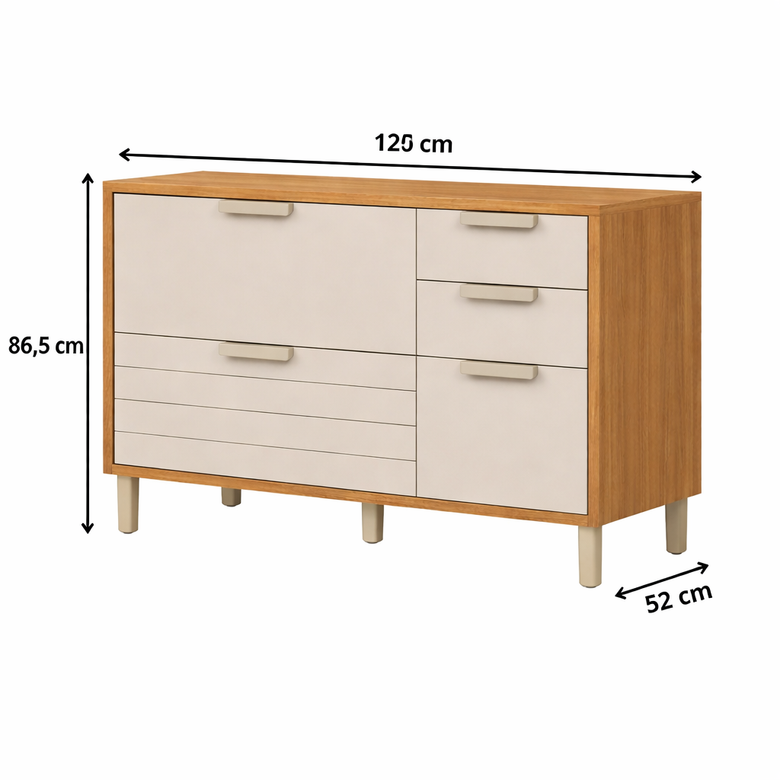 Balcão 1 Porta 4 Gavetas 120cm Eloise MGM