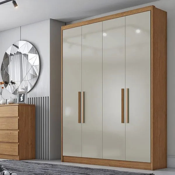 Guarda Roupa Solteiro 4 Portas 3 Gavetas MDF Moderni Plus Novo Horizonte - CUMARU