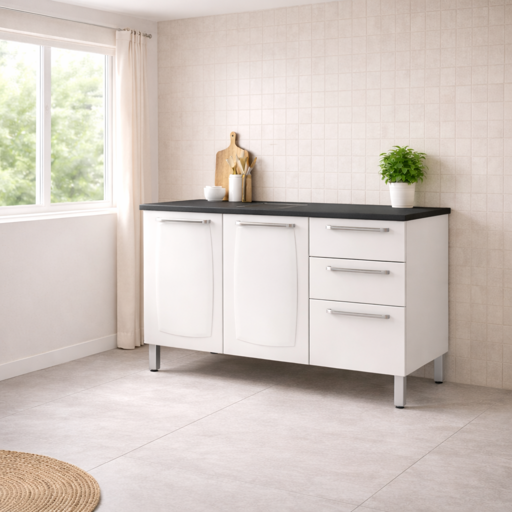 Balcão 3 Portas e 2 Gavetas em Aço Luce Itatiaia - BRANCO