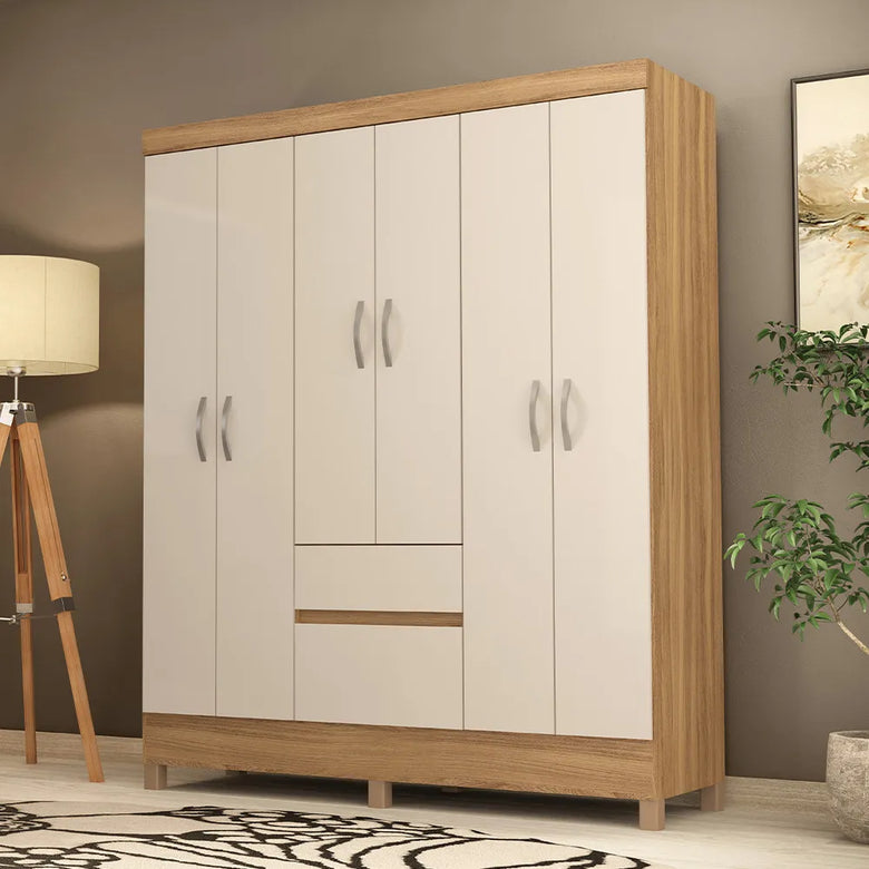 Guarda-Roupa Casal 6 Portas 2 Gavetas Flash Demóbile