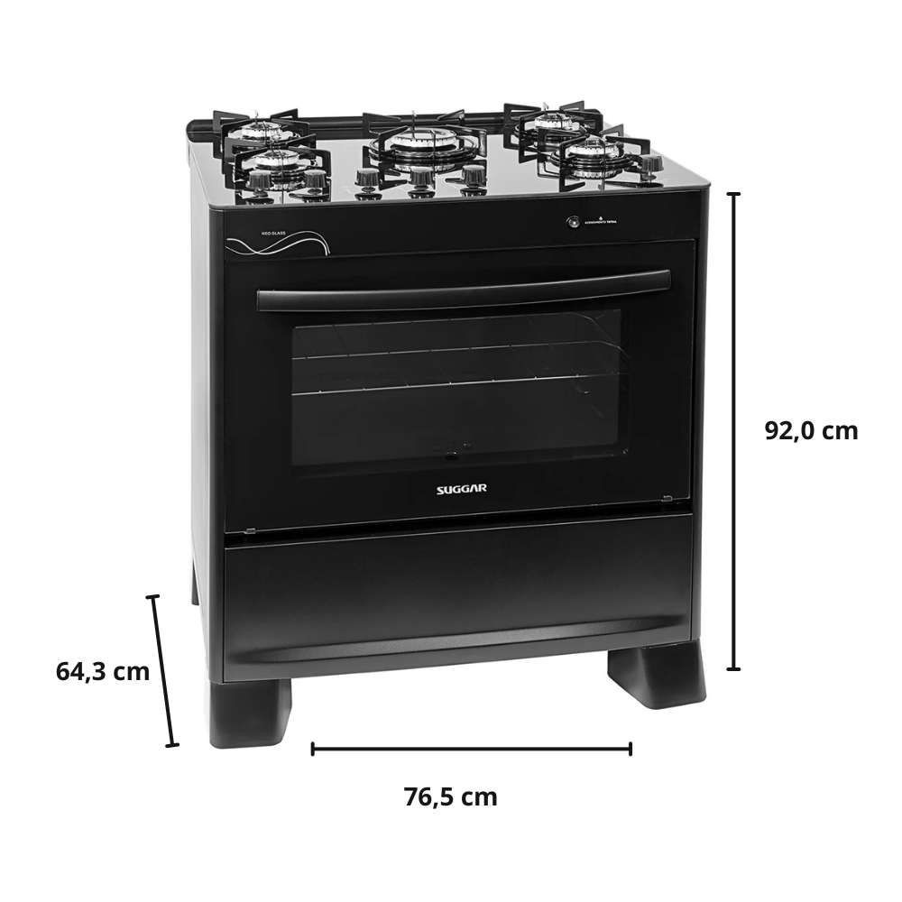 Fogão 5 Bocas Neo Glass Suggar